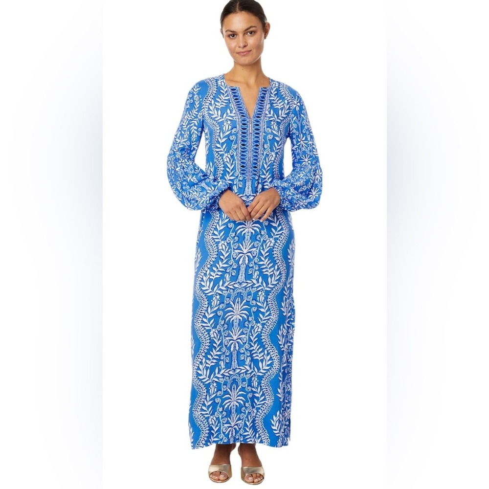 Lilly Pulitzer - Abaco Blue Have It Both Rays Engineered Woven Maxi
